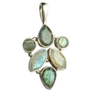 labradorite cluster necklace in Sterling Silver